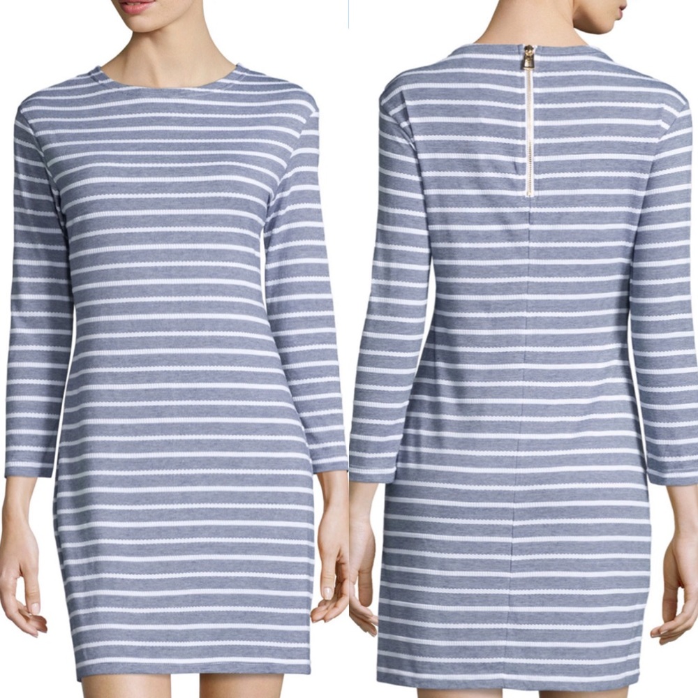 Sail To Sable textured baby blue striped dress